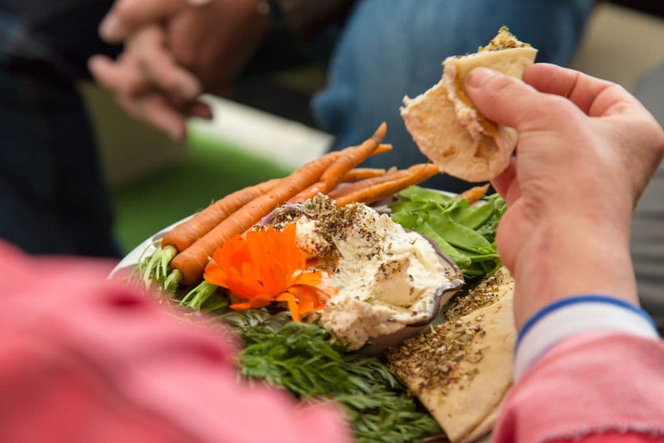 crudite vegetable platter with dips