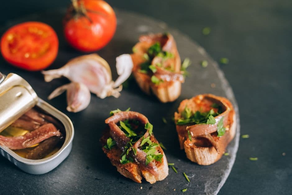 marinated anchovies on toast