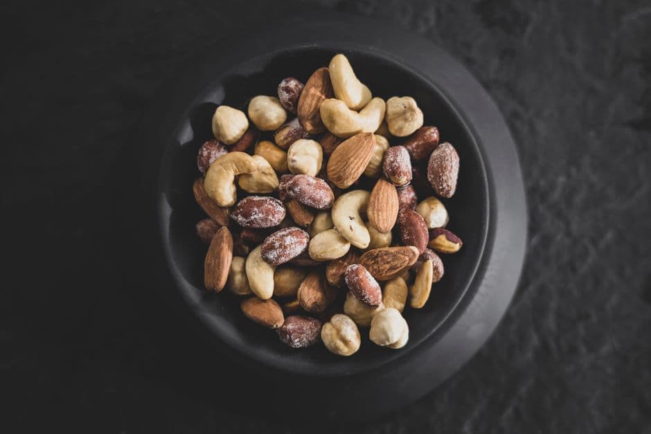 bowl of roasted salted almonds